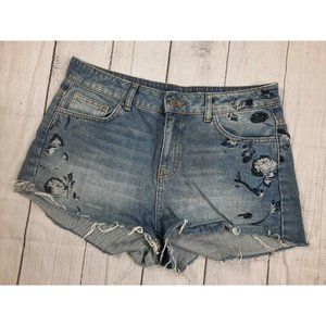 Zara High Waist Cut Off Denim Jean Shorts Sz 12 31
